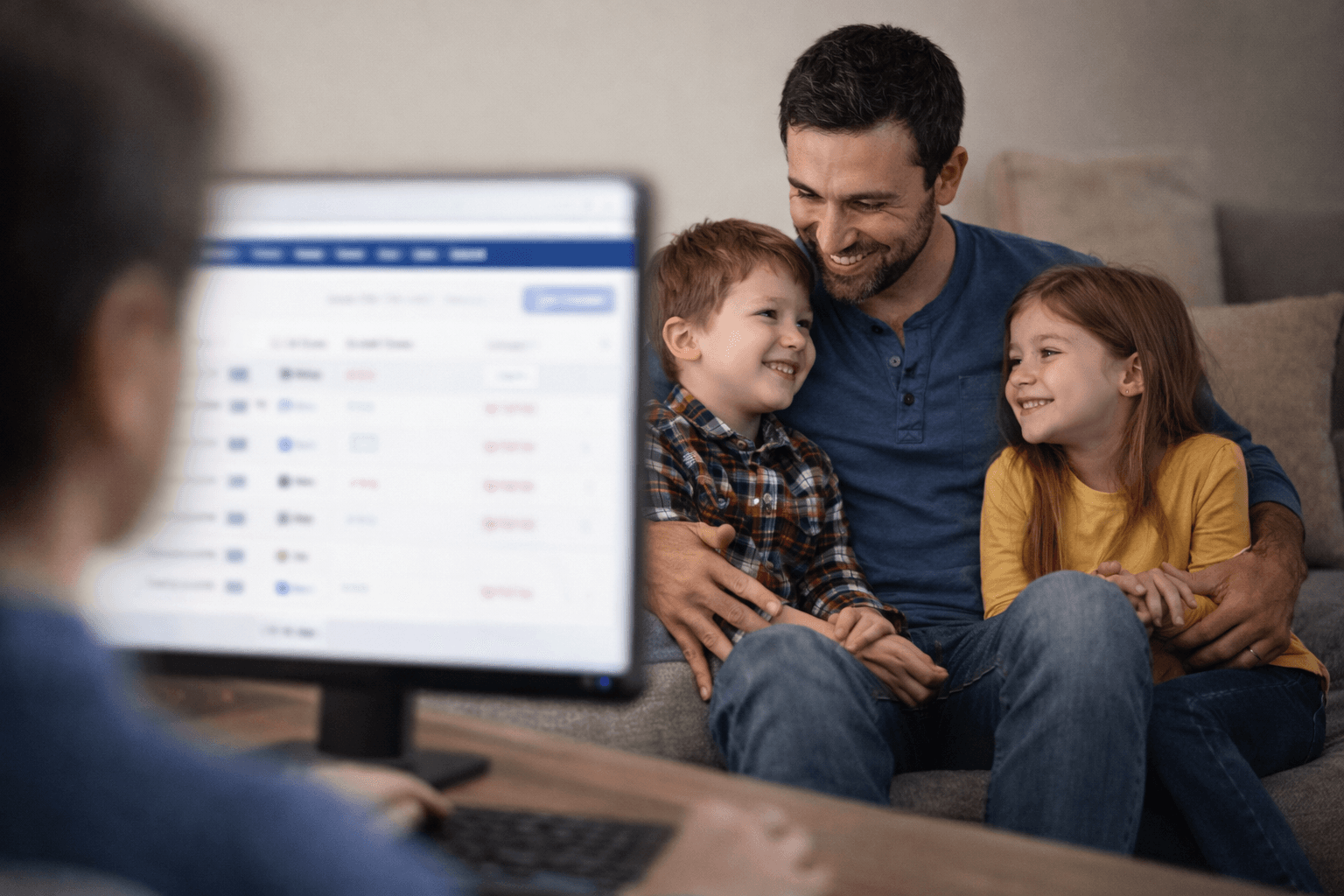 Supervised visitation monitor reviewing case documentation at a desk